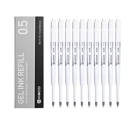 Kaco G2 Gel Ink Refills for Retractable Gel Pens, Fine Point(0.5mm), Pack of 10 (Black)