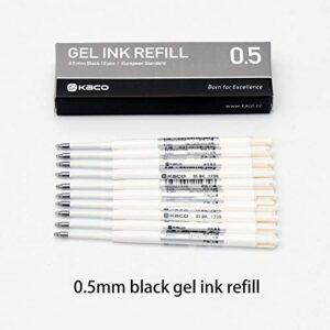 Kaco G2 Gel Ink Refills for Retractable Gel Pens, Fine Point(0.5mm), Pack of 10 (Black)