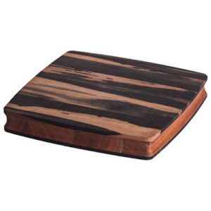 stella falone reversible wood cutting board made of solid west african crelicam ebony wood – 11.4'' x 11.4'' x 1.6'', heavy-duty, premium serving board w/carved grip edge – includes conditioning oil