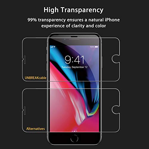 UNBREAKcable Screen Protector for iPhone SE 2022/SE 2020, iPhone 8/7 [2-Pack] - [Easy Installation Frame] [Double Hardness] [Bubble Free] Tempered Glass Screen Protector for iPhone SE/8/7-4.7 Inch