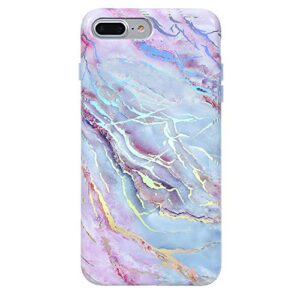 velvet caviar compatible with iphone 8 plus case & iphone 7 plus case marble for women & girls - cute protective phone cases (pink iridescent holographic blue)