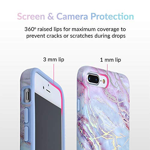 Velvet Caviar Compatible with iPhone 8 Plus Case & iPhone 7 Plus Case Marble for Women & Girls - Cute Protective Phone Cases (Pink Iridescent Holographic Blue)