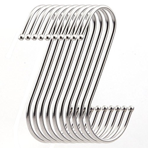 NXG 6-Pack 4.5 Inches S Shape Hooks,Heavy-Duty Stainless Steel Hanging Hooks - Ideal for Kitchen, Office, Home, Garden, Workplace