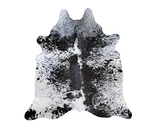 Genuine Salt and Pepper Black and White Cowhide Rug 6 x 7 ft. 180 x 210 cm