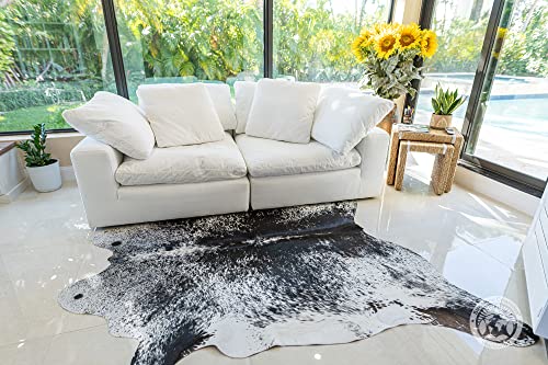 Genuine Salt and Pepper Black and White Cowhide Rug 6 x 7 ft. 180 x 210 cm