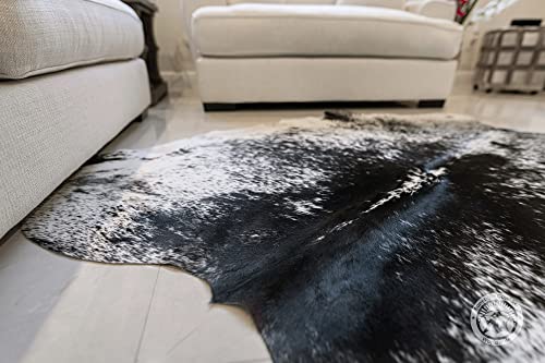 Genuine Salt and Pepper Black and White Cowhide Rug 6 x 7 ft. 180 x 210 cm