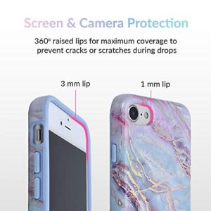 Velvet Caviar Compatible with iPhone SE 2020 Case, iPhone 8 Case, iPhone 7 Case Marble for Women & Girls - Cute Protective Phone Cover (Pink Iridescent Holographic Blue)
