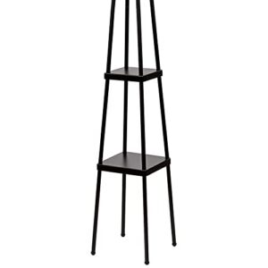 Catalina Lighting 21405-000 Modern Metal Etagere Floor Lamp with Shelves and Linen Shade, 58", Black