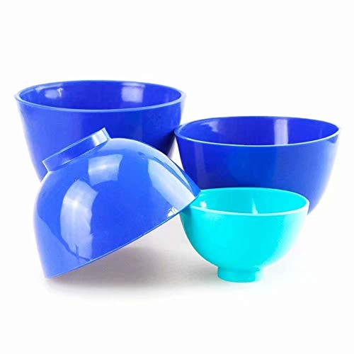 ALKITA 4 PCS Dental Lab Rubber Mixing Bowls Flexible Silicone Bowls Color Blue