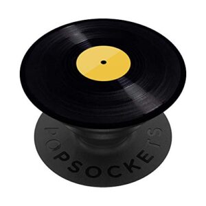 grip vinyl record yellow black design. disc grip popsockets popgrip: swappable grip for phones & tablets