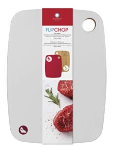 architec flipchop reversible, bamboo and plastic cutting board, 11" by 15", white