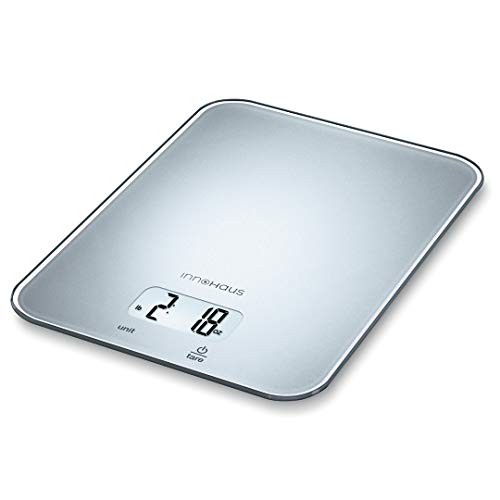 Our Brand - innoHaus Multi-Function Kitchen Food Scale, Digital Display with Tare Function, Precise, Measures in g, oz, lb:oz, ml, fl.oz with Auto-Off, Silver