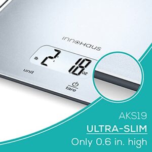 Our Brand - innoHaus Multi-Function Kitchen Food Scale, Digital Display with Tare Function, Precise, Measures in g, oz, lb:oz, ml, fl.oz with Auto-Off, Silver