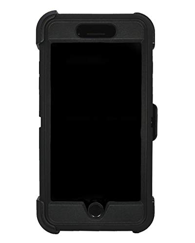 Hand-e Muscle Case for Apple iPhone 8 Plus / iPhone 7 Plus, Triple Layer Protection (Defender), Drop Proof, Hands Free Kickstand & Belt Clip – Black/Black