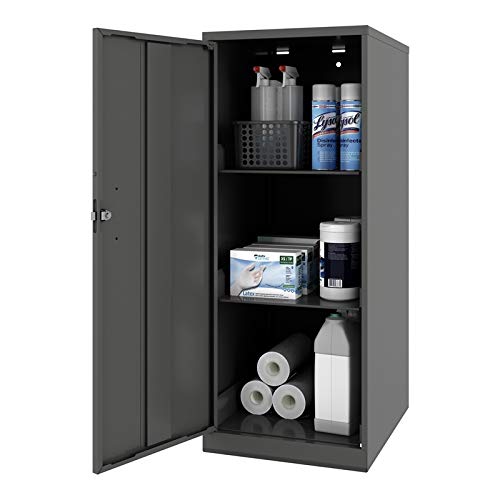 Hirsh Industries Space Solutions Metal 3 Shelf Personal Storage Locker Cabinet, Charcoal, Fully Assembled