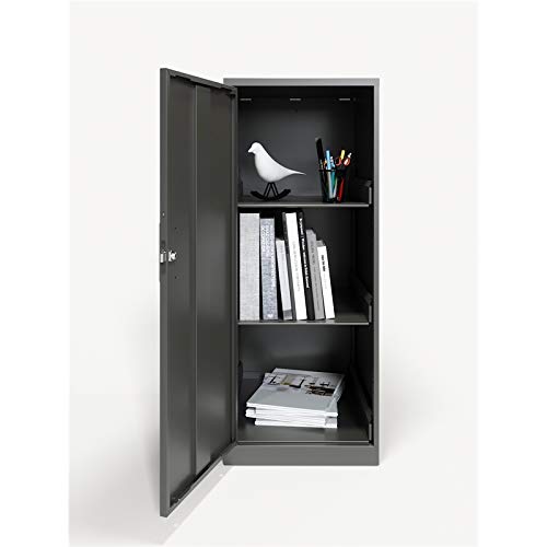 Hirsh Industries Space Solutions Metal 3 Shelf Personal Storage Locker Cabinet, Charcoal, Fully Assembled