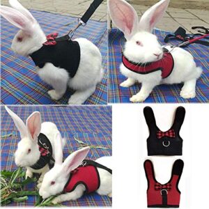 Kathson 2PCS Cat Harness Leash for Walking Escape Proof, Adjustable Buckle Breathable Mesh Vest Soft Pet Harness for Cats Rabbit Hamster (Red,Black, M)