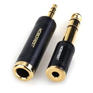 MOBOREST 3.5mm M to 6.35mm F Stereo Pure Copper Adapter, 1/8 Inch Plug Male to 1/4 Inch Jack Female Stereo Adapter, Can be Used Conversion Headphone adapte, amp adapte, Black Fashion 2-Pack