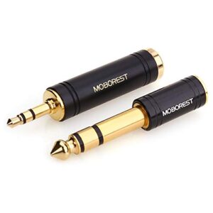 MOBOREST 3.5mm M to 6.35mm F Stereo Pure Copper Adapter, 1/8 Inch Plug Male to 1/4 Inch Jack Female Stereo Adapter, Can be Used Conversion Headphone adapte, amp adapte, Black Fashion 2-Pack