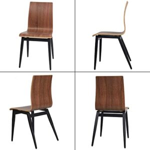 Dining Room Chairs Set for 4 Modern Kitchen Chairs with Wooden Seat and Metal Legs, Dining Side Chair for Indoor and Outdoor, Ergonomic Design, Oak