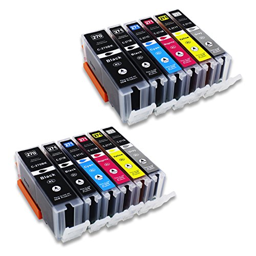 InkTo Compatible Ink Cartridge Replacements Canon PGI-270XL CLI-271XL Ink Used Pixma MG7700 MG7720 TS8020 TS9020(PGBK BK C M Y GY,12-Pack)