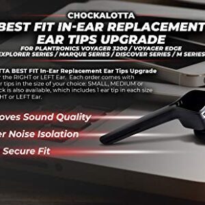 CHOCKALOTTA in-Ear Replacement Ear Tips Upgrade Compatible with Plantronics Poly Voyager 3200 / Edge (Fits Plantronics Explorer / Marque / Discovery / M Series Headsets) (Right Ear, Medium - 3pcs)