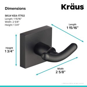 Kraus Ventus Bathroom Robe and Towel Double Hook, Matte Black Finish, KEA-17702MB