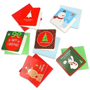 Konsait 144 Count Mini Christmas Cards, Merry Christmas Assorted Greeting Cards Blank Note Cards Xmas Card with Envelopes, Ideal for Kids Gift Box Winter Holiday Christmas Party Favor Supplies