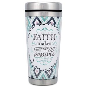 elanze designs faith all things possible 16 oz stainless steel travel mug with lid