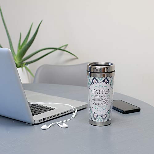 Elanze Designs Faith All Things Possible 16 Oz Stainless Steel Travel Mug with Lid