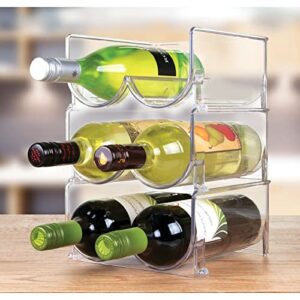 mDesign Plastic Stackable 2 Bottle Storage Holder Rack - Bottle Organizer for Home, Kitchen Countertop, Cabinet, and Pantry - Holds Water Bottles for Storage, Perfect for Tumbler Cup - 8 Pack - Clear