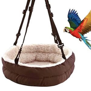 bird nest hanging snuggle house hut shed, parakeet cage plush cozy bed hideaway hammock, birds winter warm cave tents toy for grey african cockatiels budgies lovebird amazon finch parrots hamster