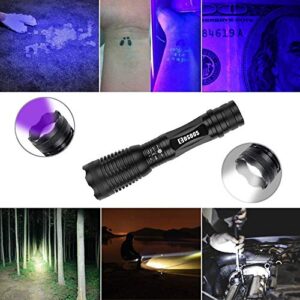 2 Pack UV Flashlight BlackLight, COSOOS 2 in 1 LED Tactical Flashlight & 395nm Black Light Pet Urine Detector for Dog/Cat Urine, Dry Stains, Bed Bugs, Scorpions.