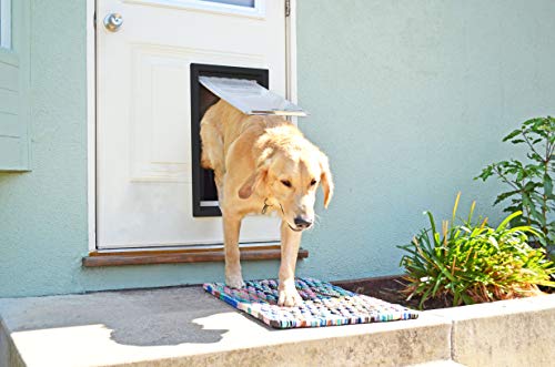 Endura Flap Single Flap Pet Door for Doors | All-Weather Insulated Flap | Durable Aluminum Frame with Secure Locking Cover | Interior and Exterior Door Installations | Black, Large, Single Flap