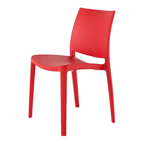 Lagoon Sensilla Red Stack-Able Dinning Chair - 4 Pcs/Set