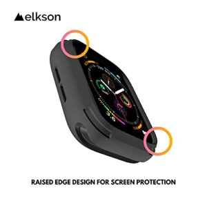 elkson Compatible with Apple Watch 44mm Bumper Case, Quattro Series Rugged Case for Apple Watch SE 2 and iWatch Series 6 5 4, Military Grade Durable Protective Cover, Flexible Shock Proof, White