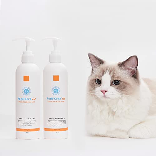 Breezytail PetO’Cera Cat Shampoo | Hypoallergenic Feline Skin & Coat Care Body Wash| Itch Relief, Moisturizing & Rejuvenating| Veterinarian Approved and Formulated Shampoo for Cats | 10.1oz