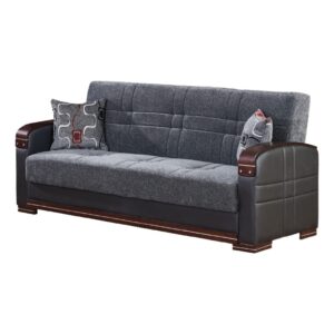 beyan montana gray black modern two-tone upholstered convertible sleeper sofa with storage, 88"