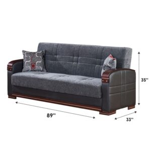 BEYAN Montana Gray Black Modern Two-Tone Upholstered Convertible Sleeper Sofa with Storage, 88"