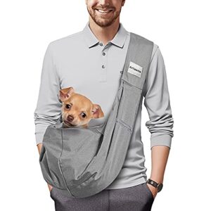 artisome pet dog sling carrier reversible adjustable strap travel hand-free safe bag small puppy backpack(black 8-15 lbs)
