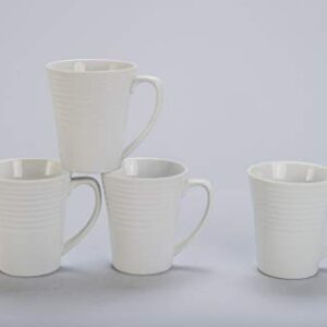 BIA Cordon Bleu White Porcelain Ribbed Coffee Mug, 1 Size, Set of 4