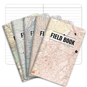 field notebook - antique map patterns - lined memo book (3.5"x5.5") - elan-fn-003l