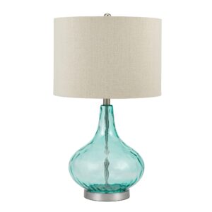 catalina lighting 21595-000 transitional thumbprint glass gourd table lamp, 25.5", blue