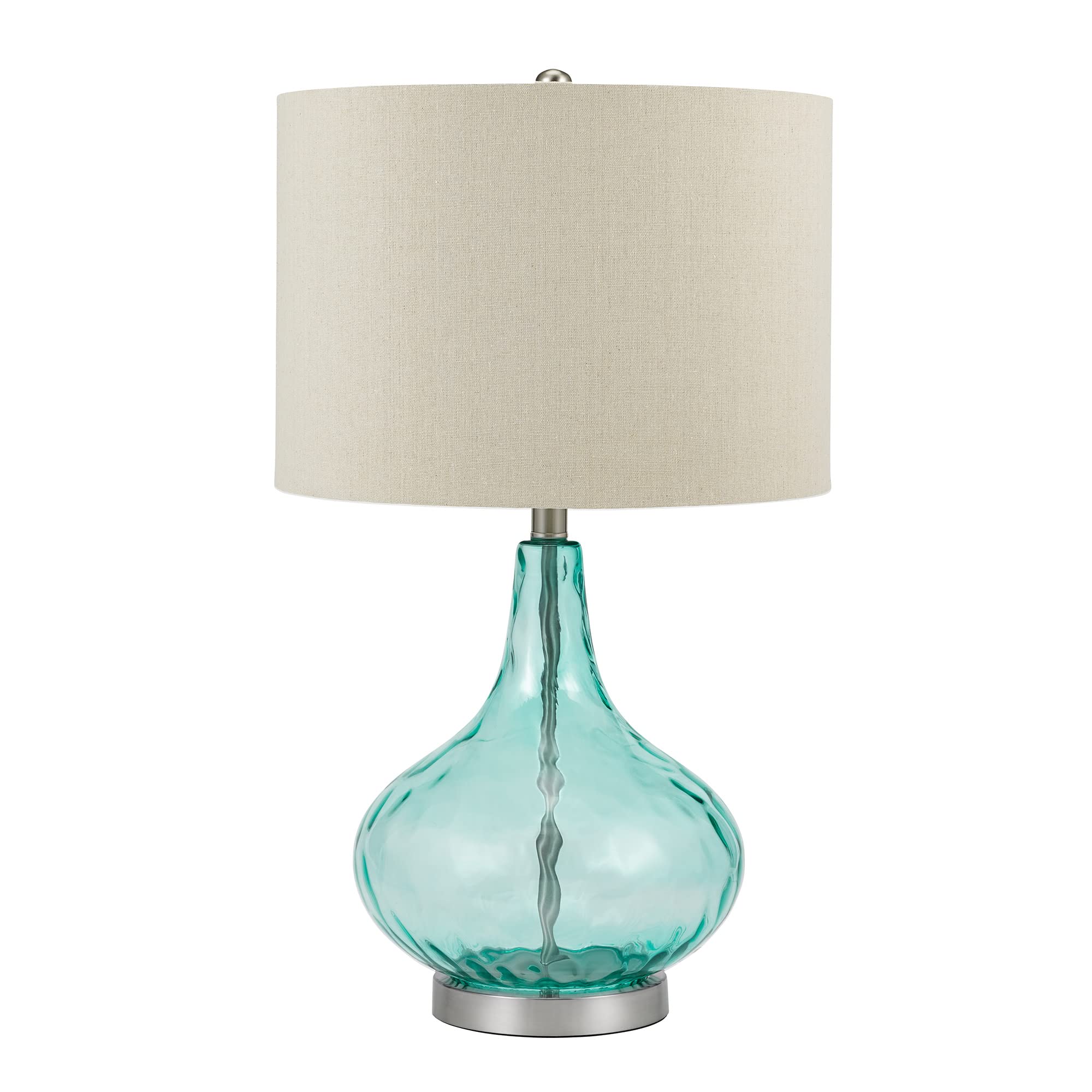 Catalina Lighting 21595-000 Transitional Thumbprint Glass Gourd Table Lamp, 25.5", Blue