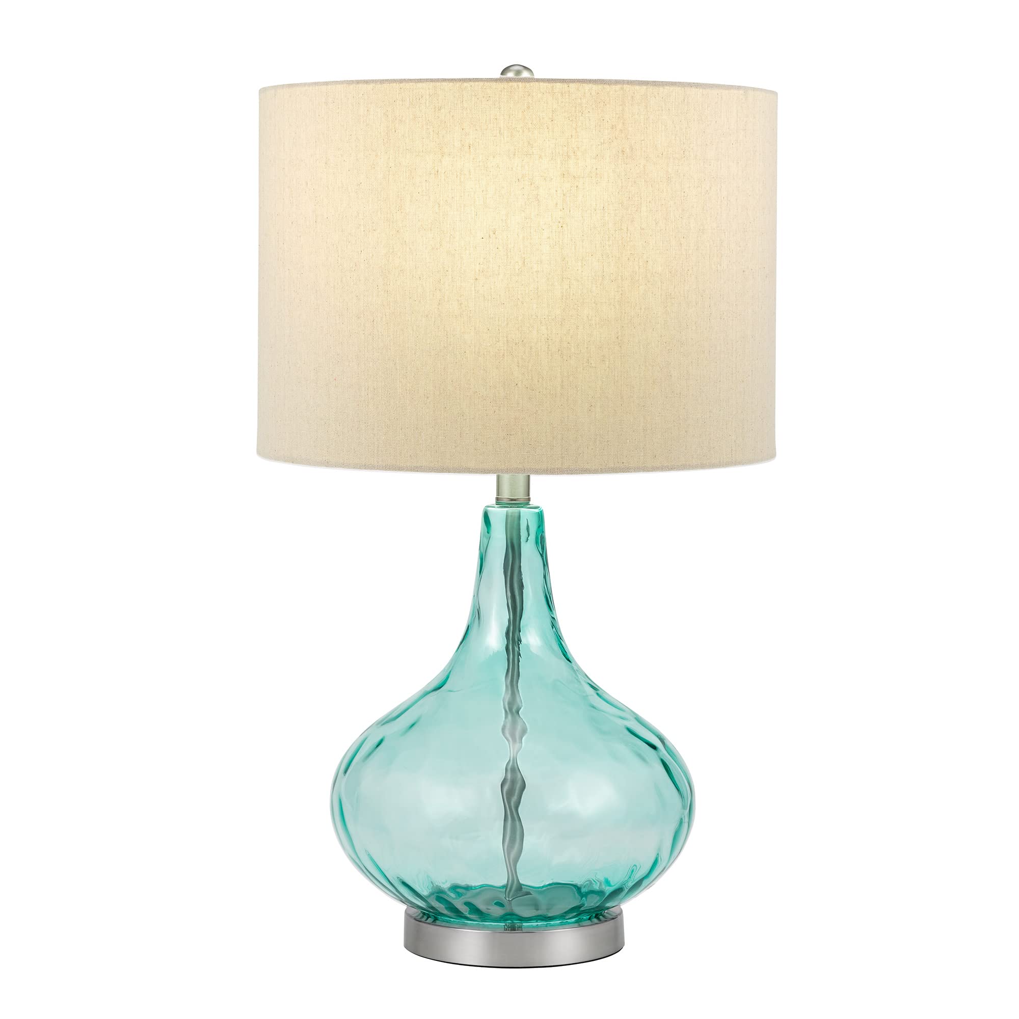 Catalina Lighting 21595-000 Transitional Thumbprint Glass Gourd Table Lamp, 25.5", Blue