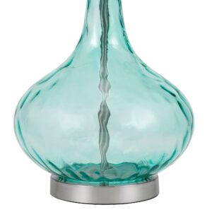 Catalina Lighting 21595-000 Transitional Thumbprint Glass Gourd Table Lamp, 25.5", Blue