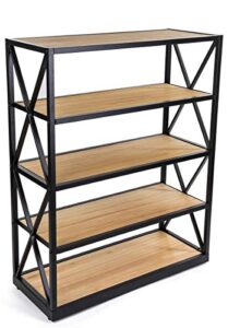 displays2go 5-tier steel frame shelving, solid wood, open back - natural (xshf5nat)