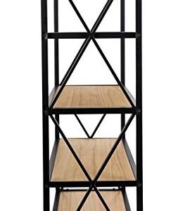 Displays2go 5-Tier Steel Frame Shelving, Solid Wood, Open Back - Natural (XSHF5NAT)