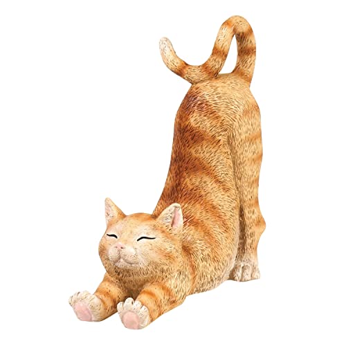 WHAT ON EARTH Cat Phone Stand - Sculpted Resin Kitty Shaped Desk Phone Holder, Cute Phone Grip, Android or iPhone Stand - 6" H - Orange Tabby