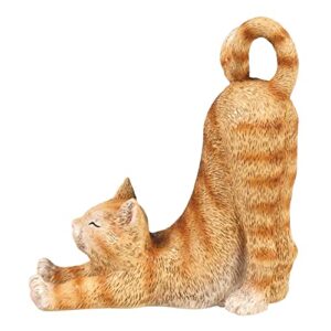 WHAT ON EARTH Cat Phone Stand - Sculpted Resin Kitty Shaped Desk Phone Holder, Cute Phone Grip, Android or iPhone Stand - 6" H - Orange Tabby